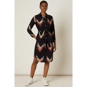 Osei-Duro Causa Dress Chevron Cotton Hand Dyed Sustainable Midi Small Belt